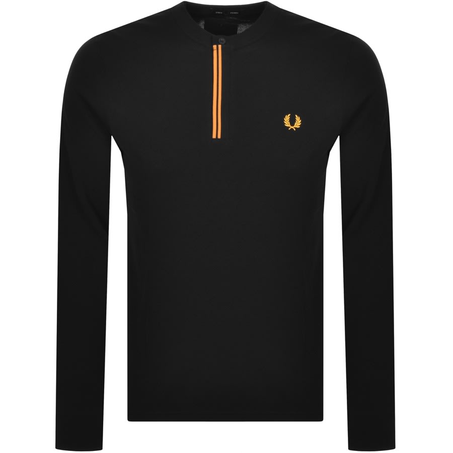 Alternative Image for ProductFred Perry Henley Long Sleeved T Shirt Black1